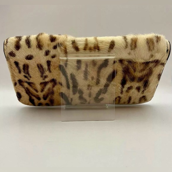 Jimmy Choo Wallet Leopard Print Calf Fur Black Leather Gold HDWRE 7.9x4” EUC - Picture 5 of 16